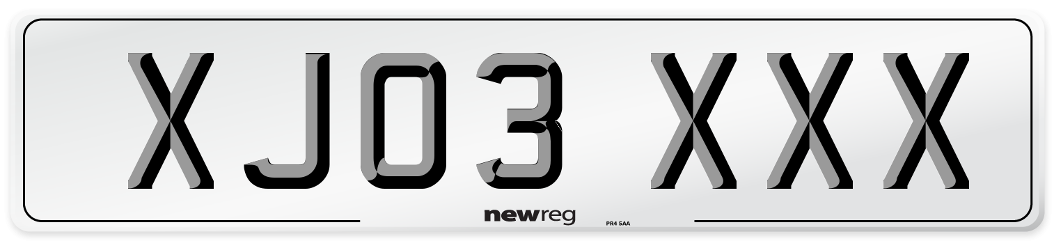 XJ03 XXX Front Number Plate