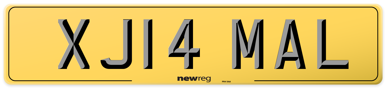 XJ14 MAL Rear Number Plate