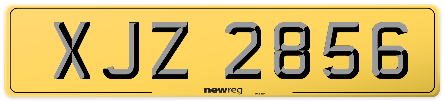 XJZ 2856 Rear Number Plate