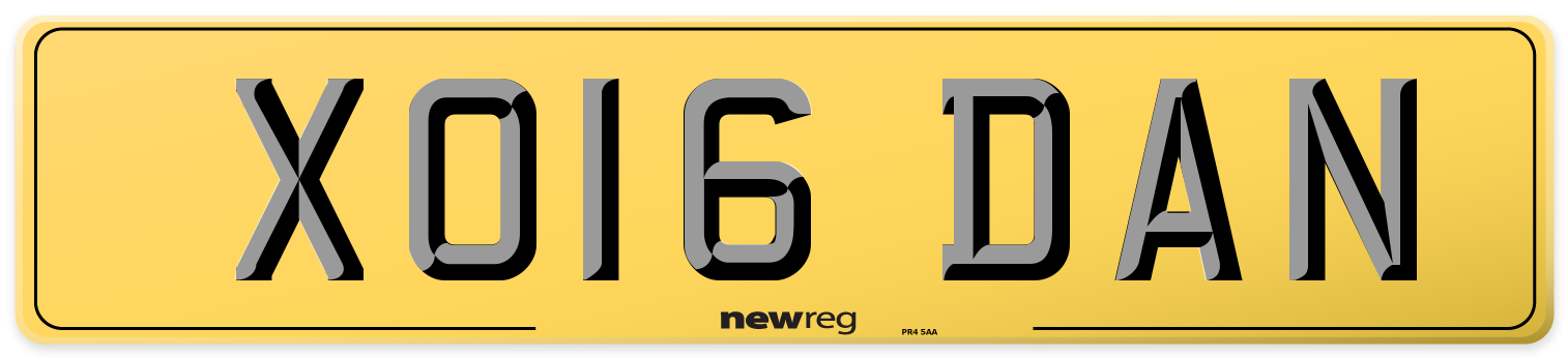 XO16 DAN Rear Number Plate