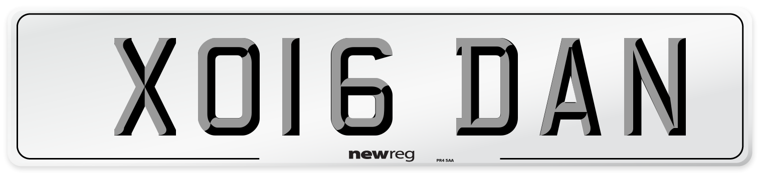 XO16 DAN Front Number Plate
