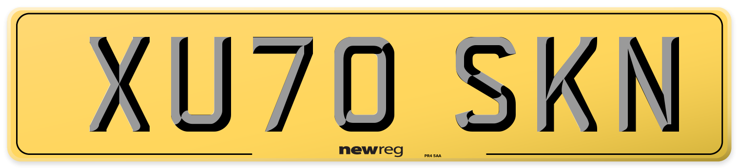 XU70 SKN Rear Number Plate