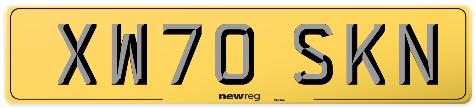 XW70 SKN Rear Number Plate
