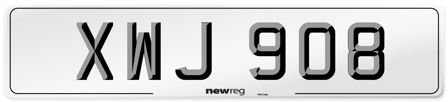 XWJ 908 Front Number Plate
