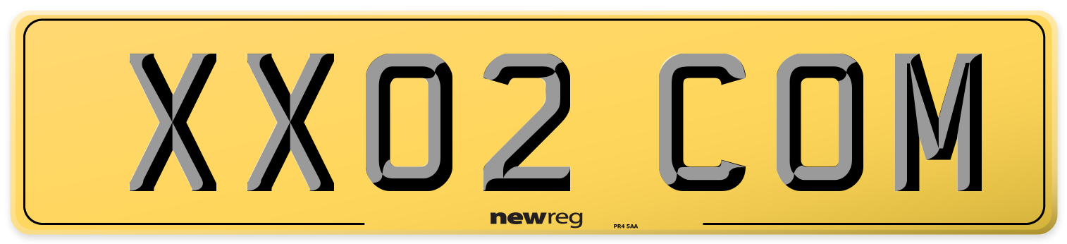 XX02 COM Rear Number Plate