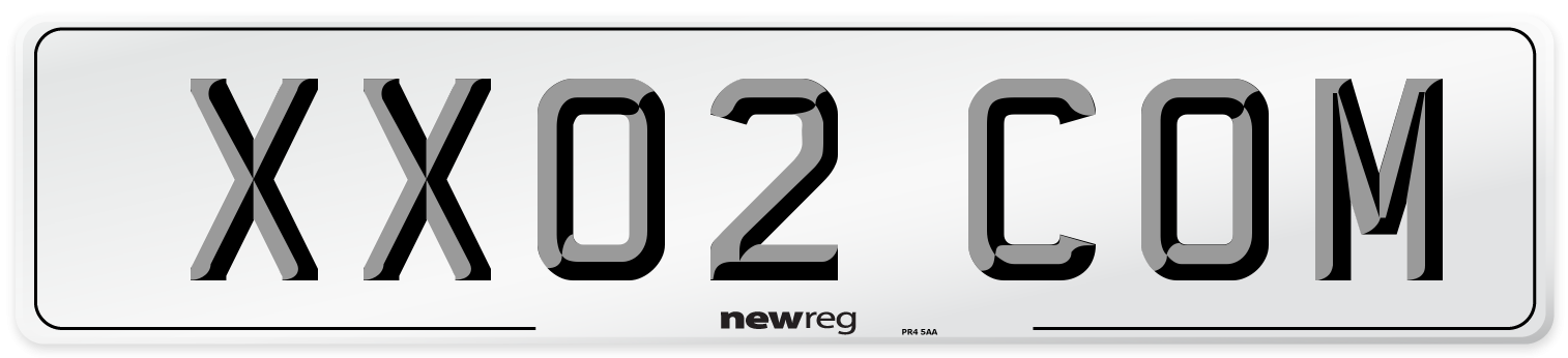 XX02 COM Front Number Plate