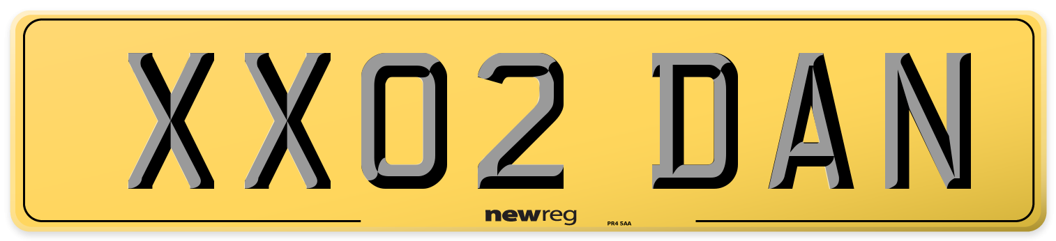 XX02 DAN Rear Number Plate