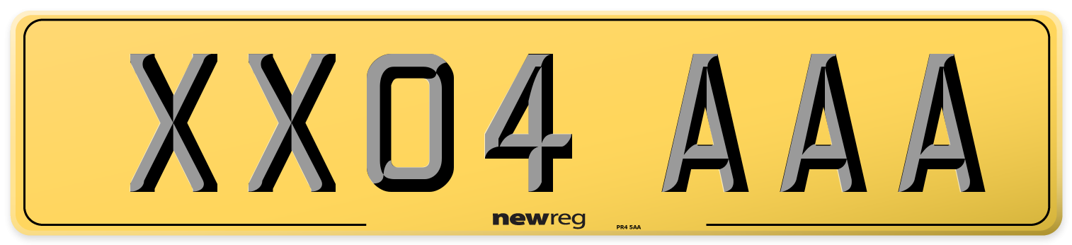 XX04 AAA Rear Number Plate