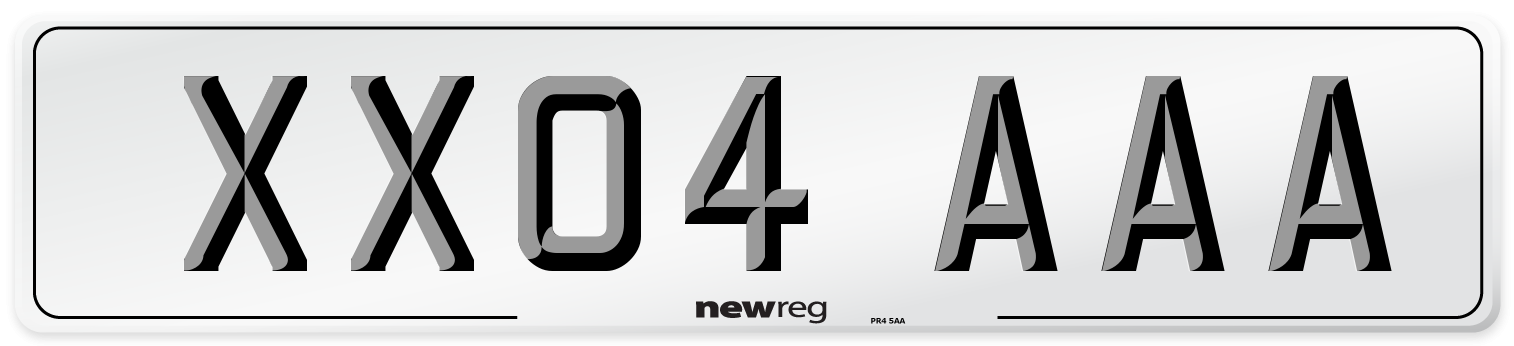 XX04 AAA Front Number Plate