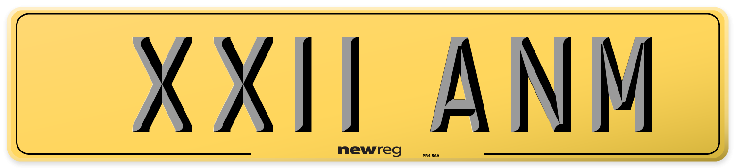 XX11 ANM Rear Number Plate