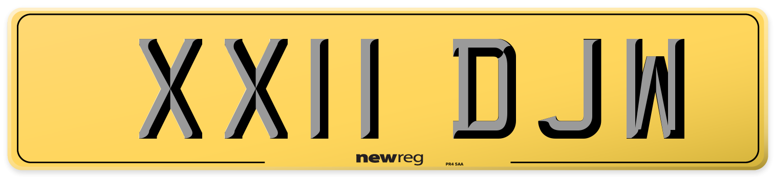 XX11 DJW Rear Number Plate
