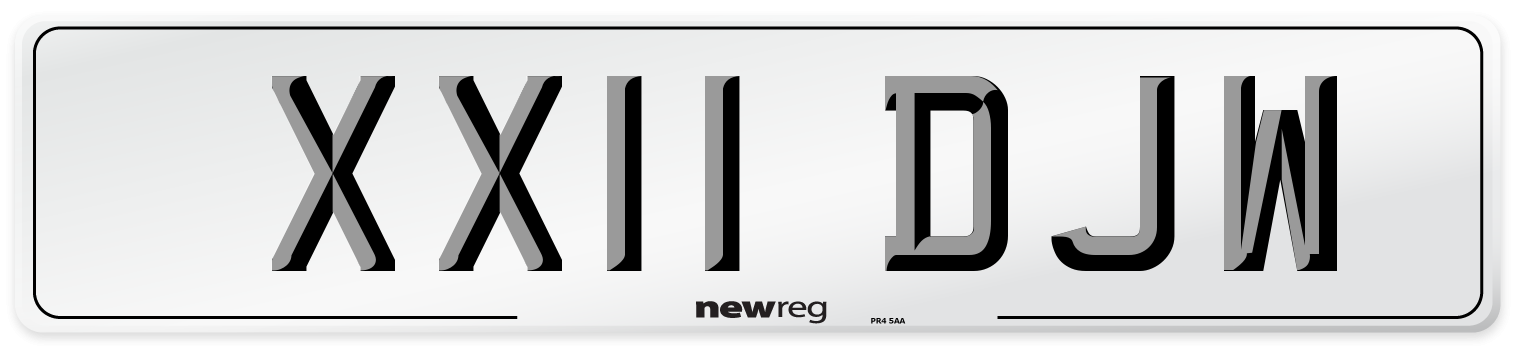 XX11 DJW Front Number Plate
