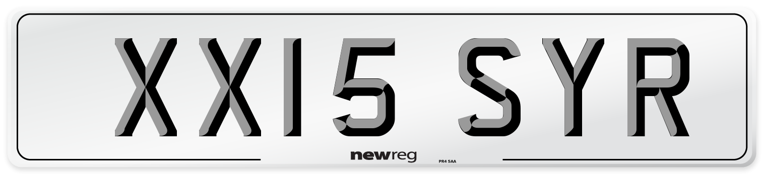 XX15 SYR Front Number Plate