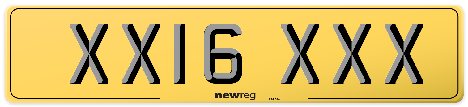 XX16 XXX Rear Number Plate