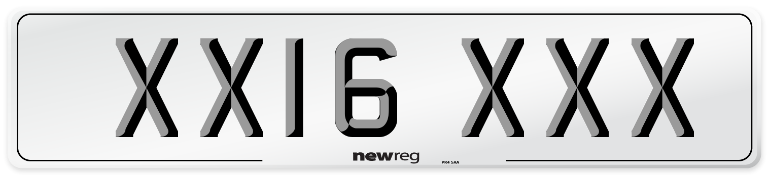 XX16 XXX Front Number Plate