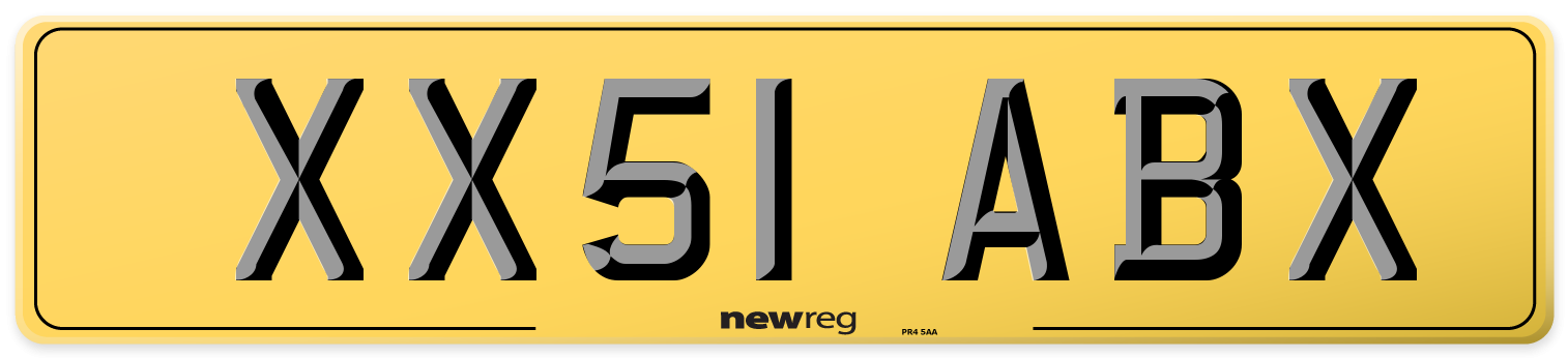 XX51 ABX Rear Number Plate