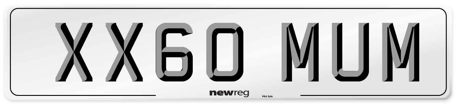XX60 MUM Front Number Plate