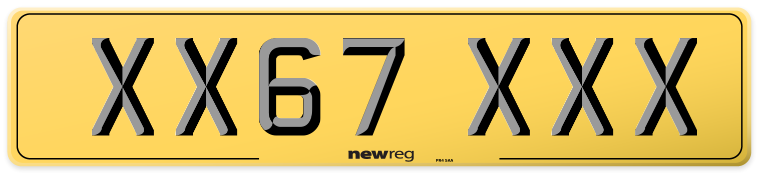 XX67 XXX Rear Number Plate