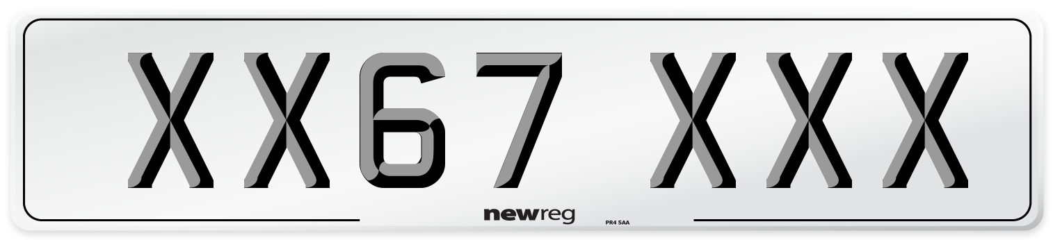 XX67 XXX Front Number Plate