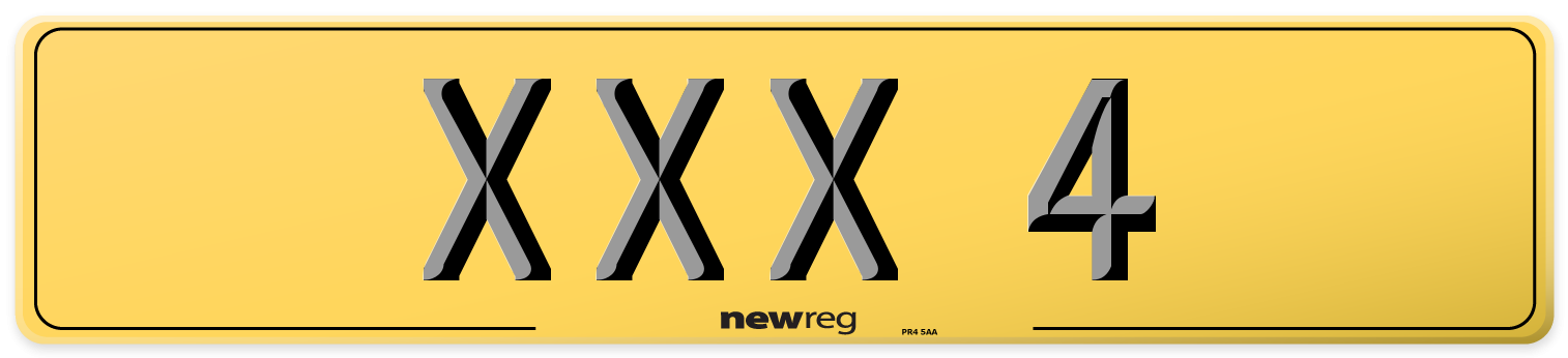 XXX 4 Rear Number Plate