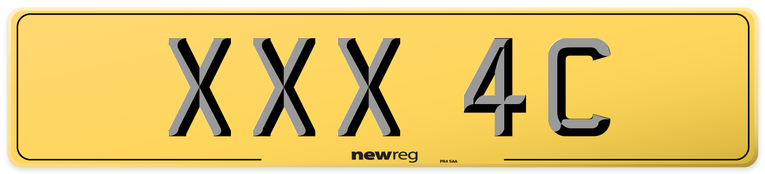 XXX 4C Rear Number Plate