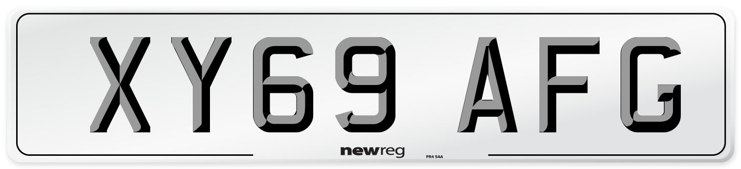 XY69 AFG Front Number Plate