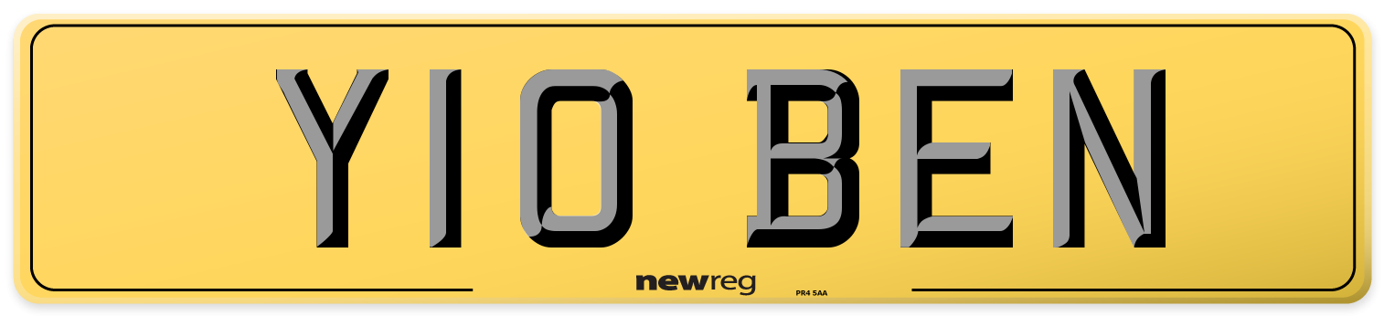 Y10 BEN Rear Number Plate