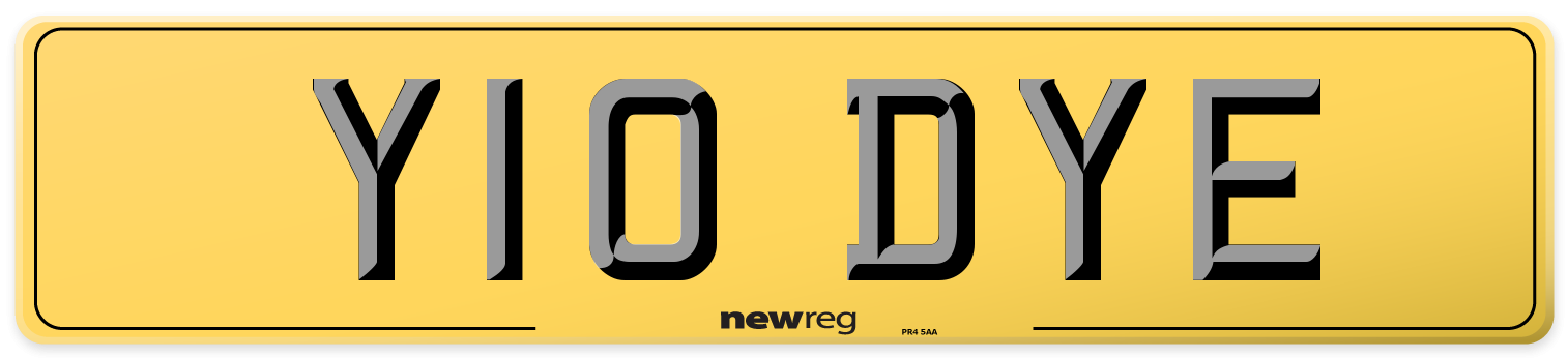 Y10 DYE Rear Number Plate