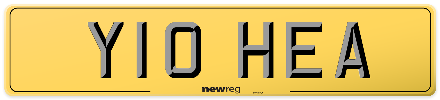 Y10 HEA Rear Number Plate