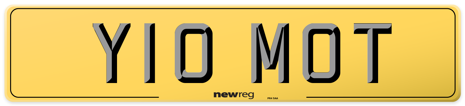 Y10 MOT Rear Number Plate