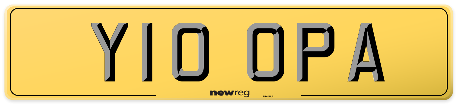 Y10 OPA Rear Number Plate