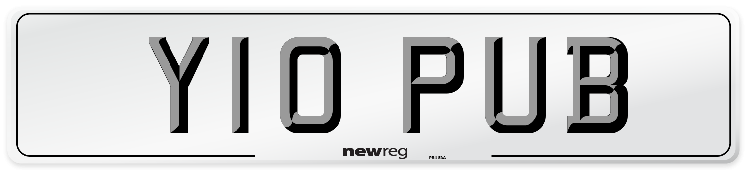Y10 PUB Front Number Plate