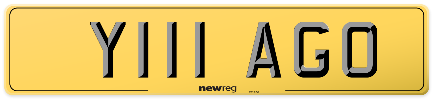 Y111 AGO Rear Number Plate