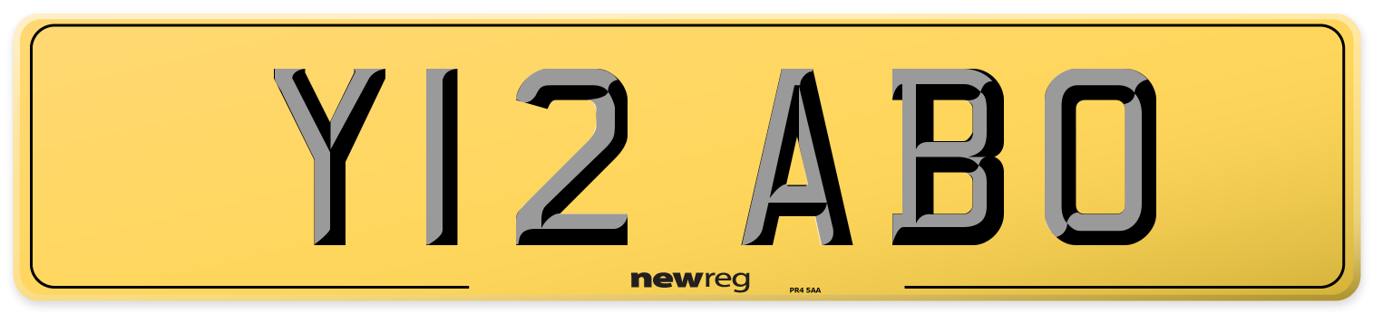 Y12 ABO Rear Number Plate