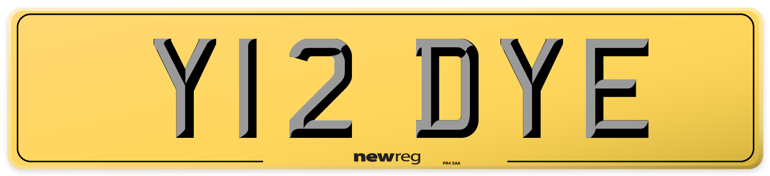 Y12 DYE Rear Number Plate