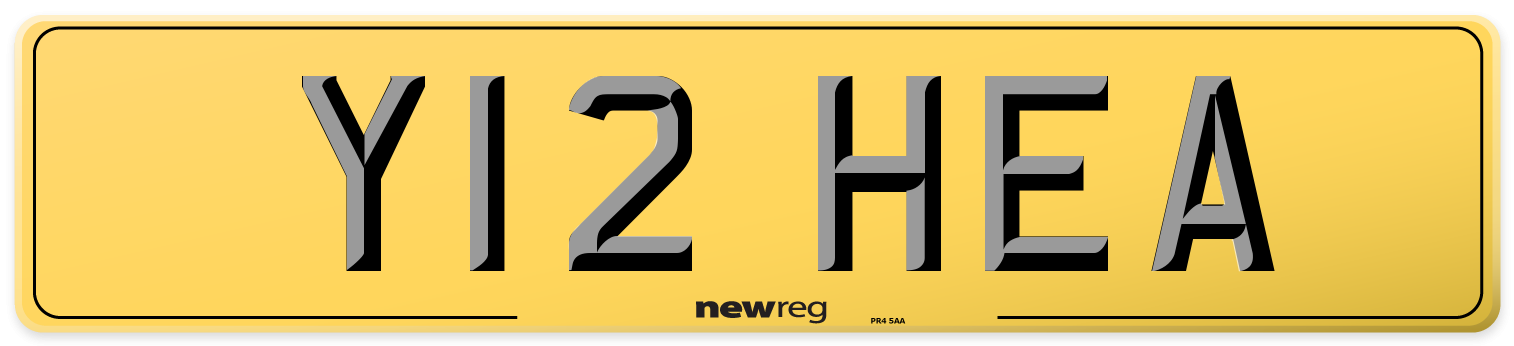 Y12 HEA Rear Number Plate