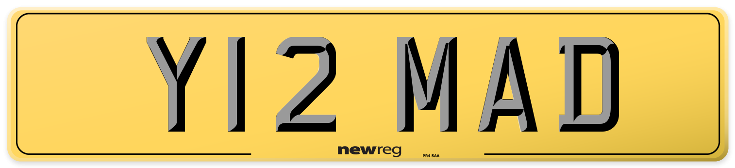 Y12 MAD Rear Number Plate