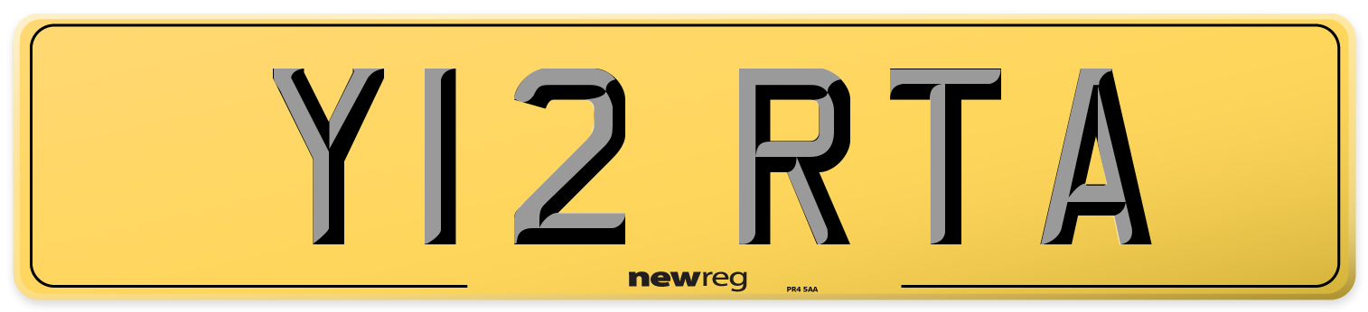 Y12 RTA Rear Number Plate