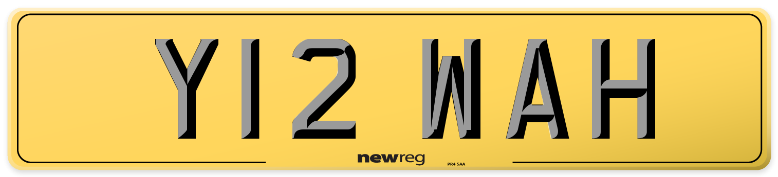 Y12 WAH Rear Number Plate