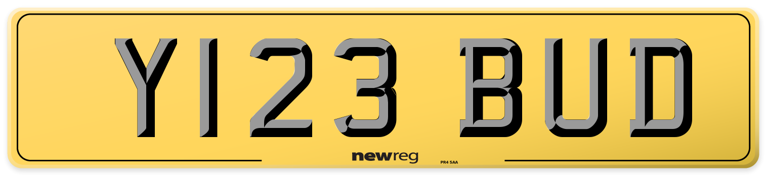 Y123 BUD Rear Number Plate