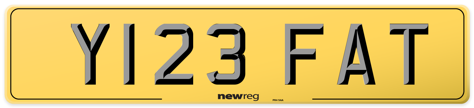 Y123 FAT Rear Number Plate