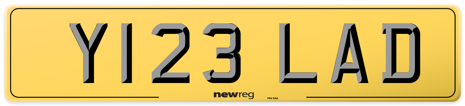 Y123 LAD Rear Number Plate