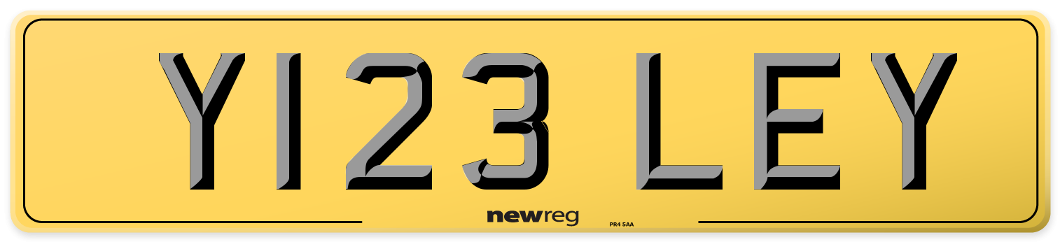 Y123 LEY Rear Number Plate