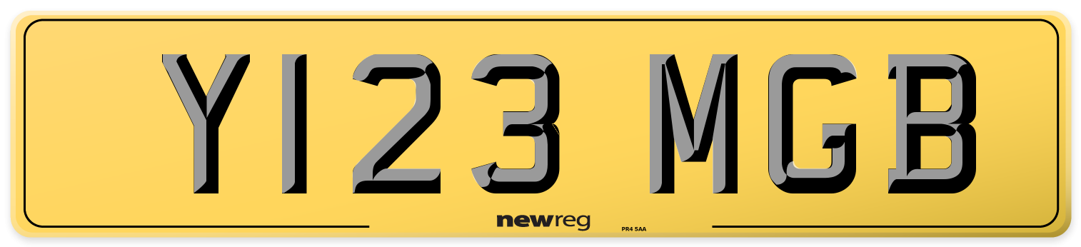 Y123 MGB Rear Number Plate
