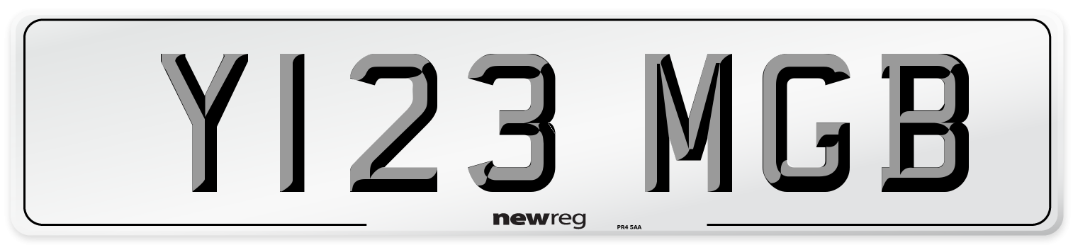 Y123 MGB Front Number Plate