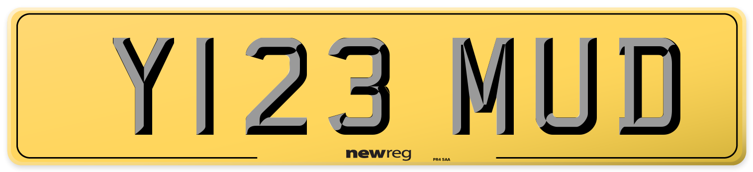 Y123 MUD Rear Number Plate