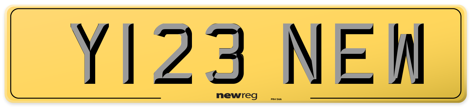 Y123 NEW Rear Number Plate