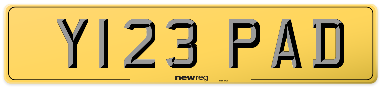 Y123 PAD Rear Number Plate