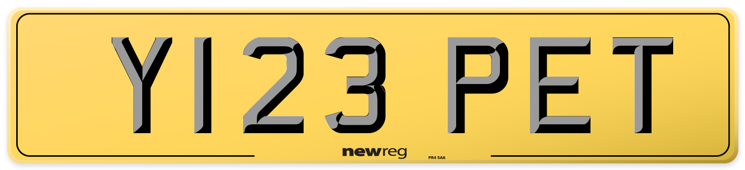Y123 PET Rear Number Plate