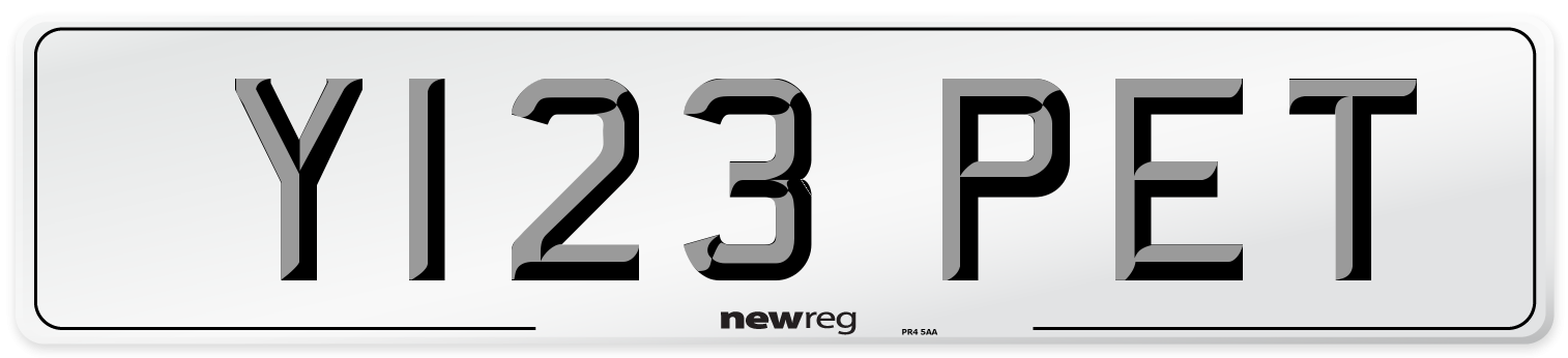 Y123 PET Front Number Plate
